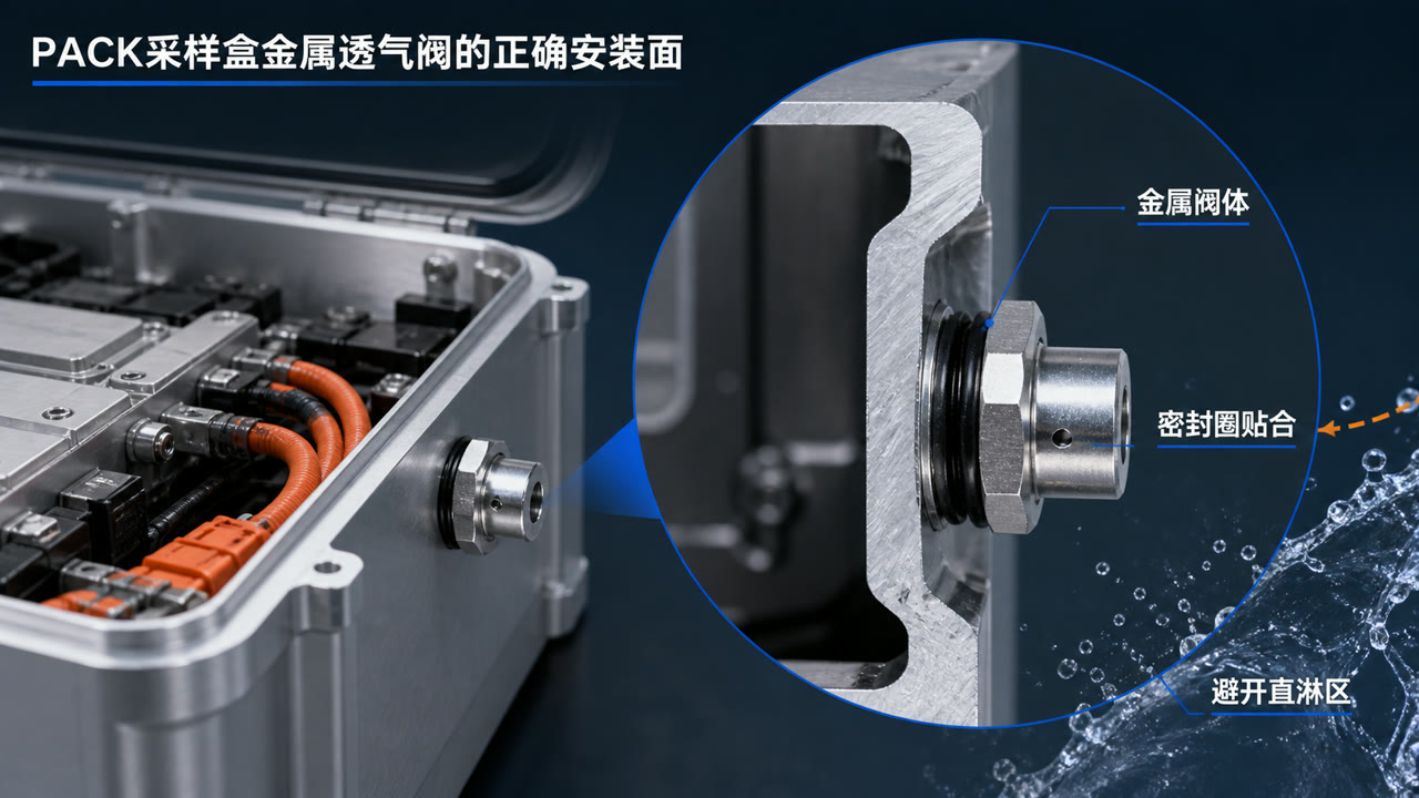 电池 PACK 采样盒 M16×1.5 金属螺纹透气阀安装位置图