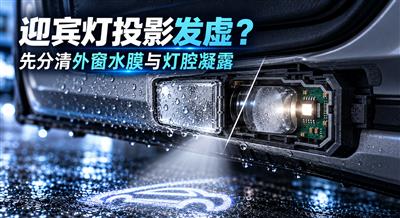 迎宾灯投影发虚时区分窗口外污膜和灯腔凝露
