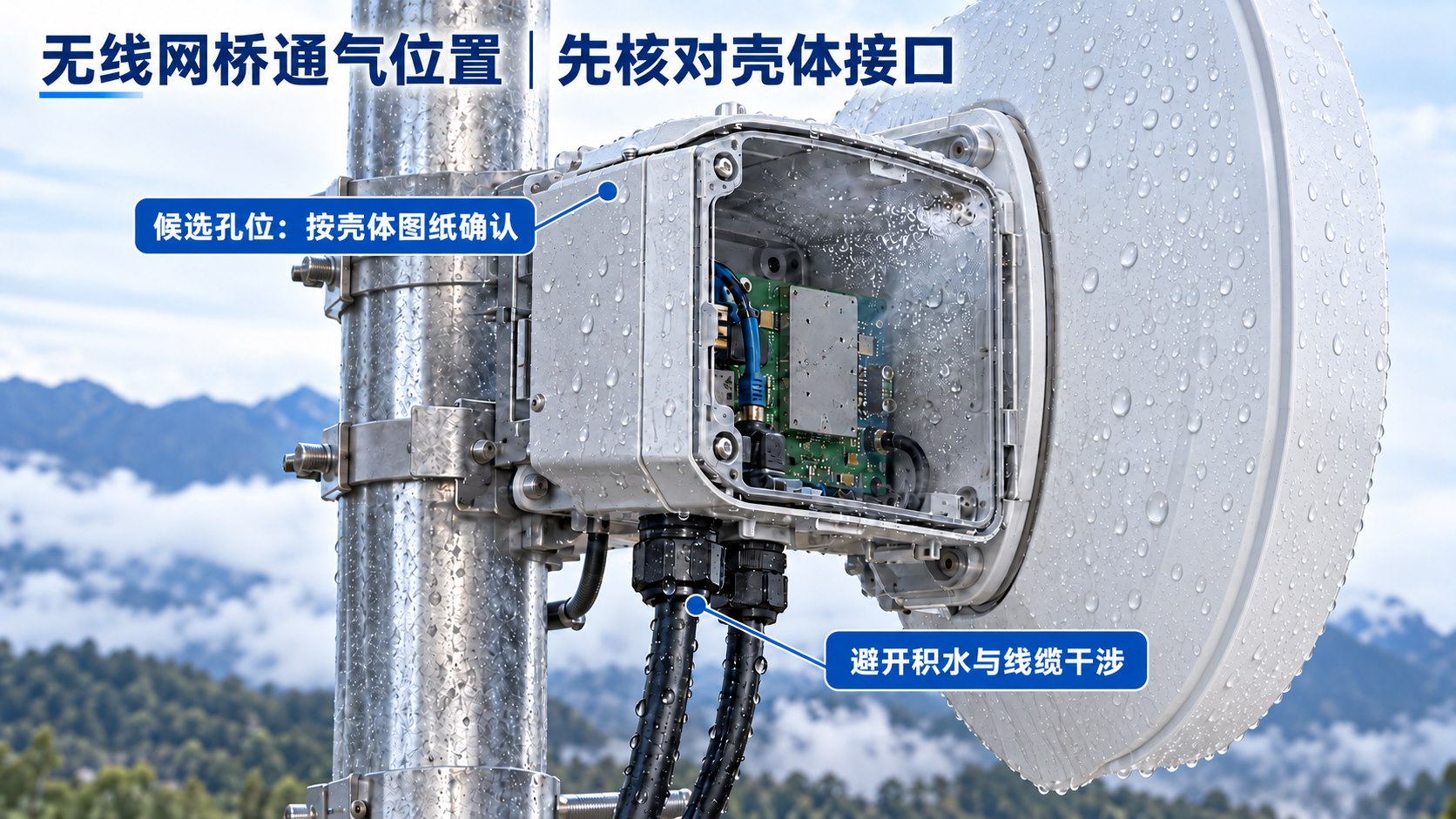 无线网桥通气候选位置与壳体接口核对场景